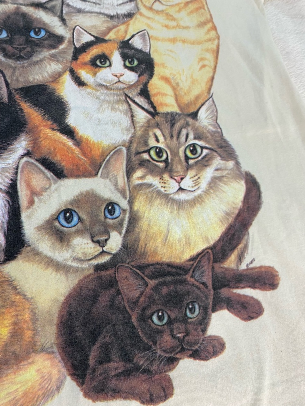VTG 1990s USA Katz Cat Collage Graphic Dress Sleep Shirt Oversized Rare One Size - Picture 4 of 9
